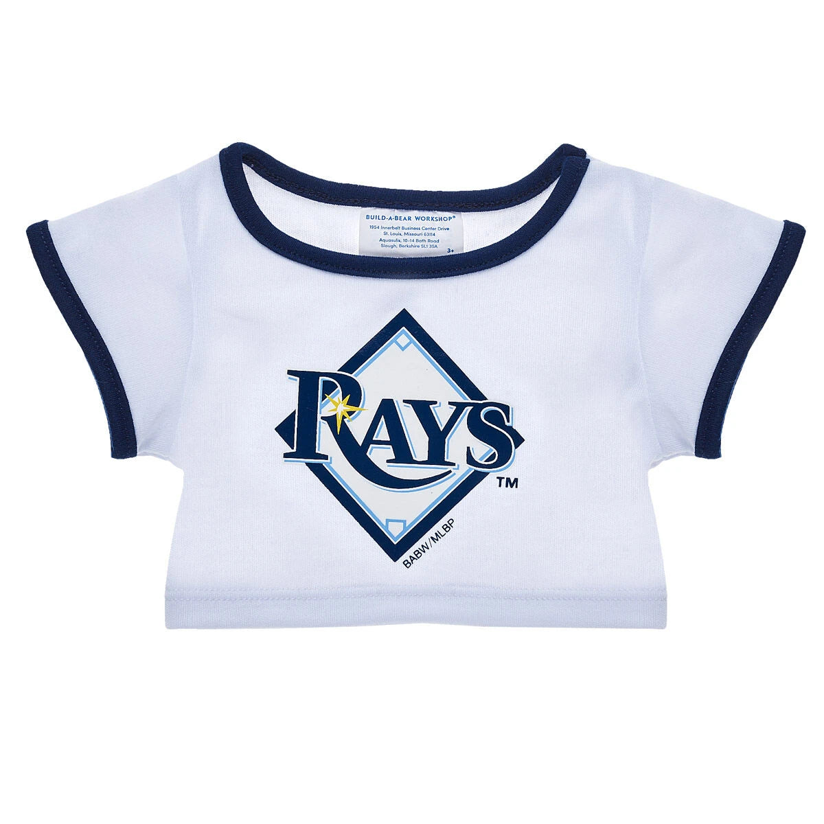 Tampa Bay Rays™ White & Blue Ringer T-Shirt for Stuffed Animals | Build-A-Bear® - US 4481