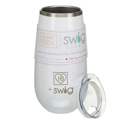 6 oz. HeartBox x Swig Life White Stemless Flute | Build-A-Bear® - US 5143