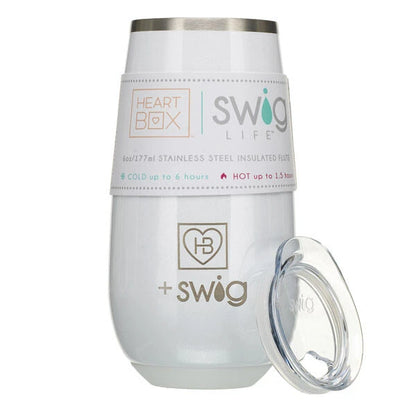 6 oz. HeartBox x Swig Life White Stemless Flute | Build-A-Bear® - US 5143