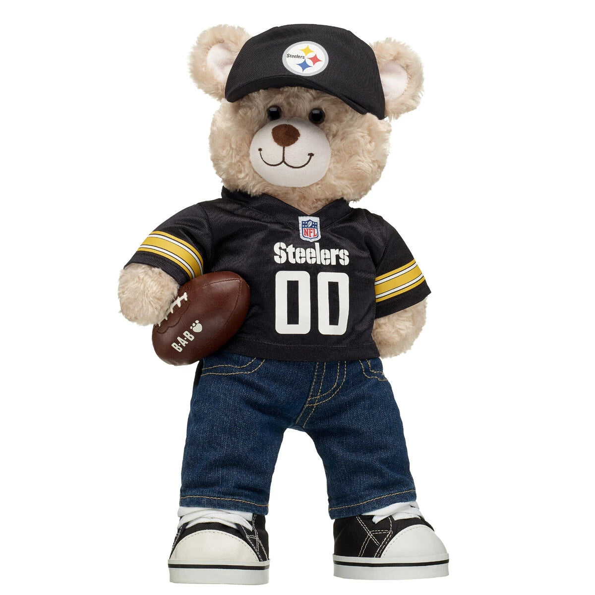Pittsburgh Steelers Happy Hugs Teddy Bear Hat &amp; Football Set - US 4225