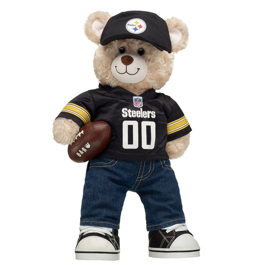 Pittsburgh Steelers Happy Hugs Teddy Bear Hat &amp; Football Set - US 3520
