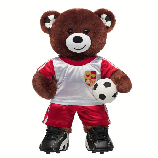 Let's Goal Bear Red Soccer Uniform Gift Set | Build-A-Bear - US 5103