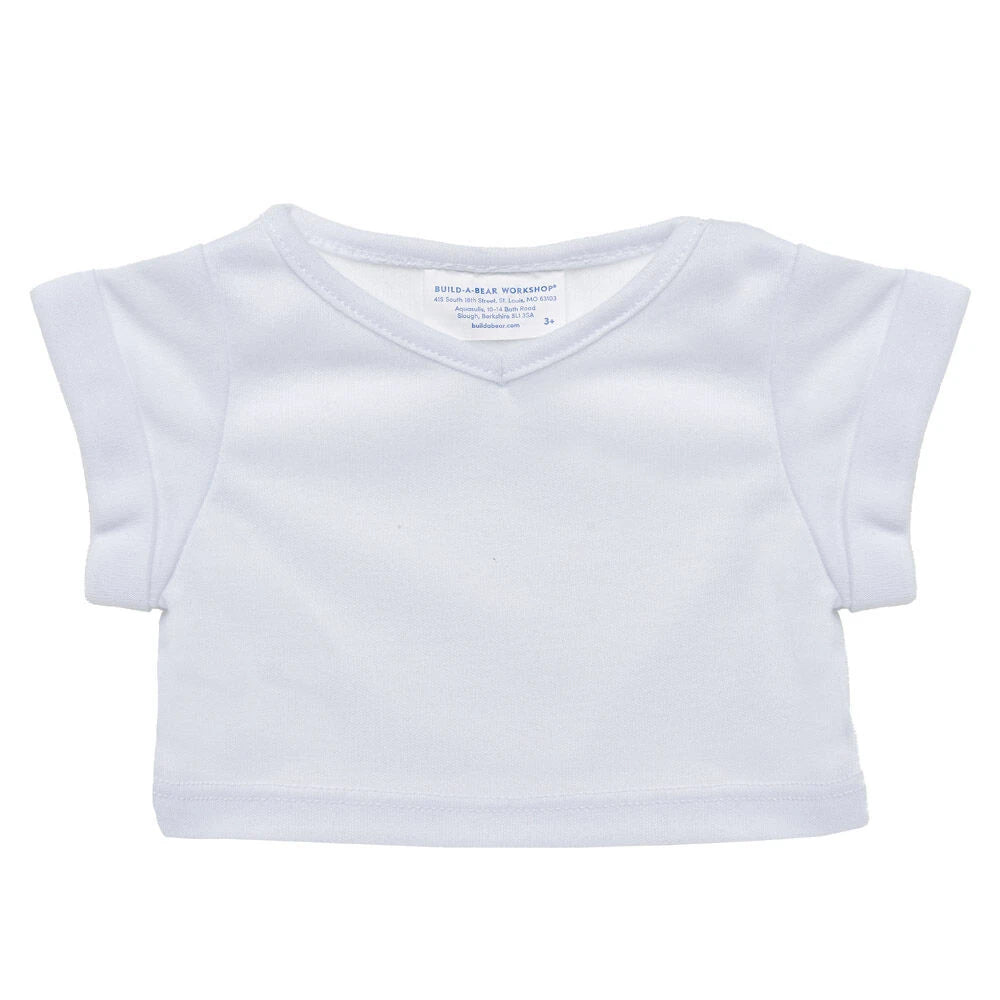 Online Exclusive White V-Neck T-Shirt | Build-A-Bear - US 0870