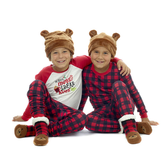 Build-A-Bear Pajama Shop™ Buffalo Check Bear Slipper Socks - Toddler, Youth & Adult - US 4723